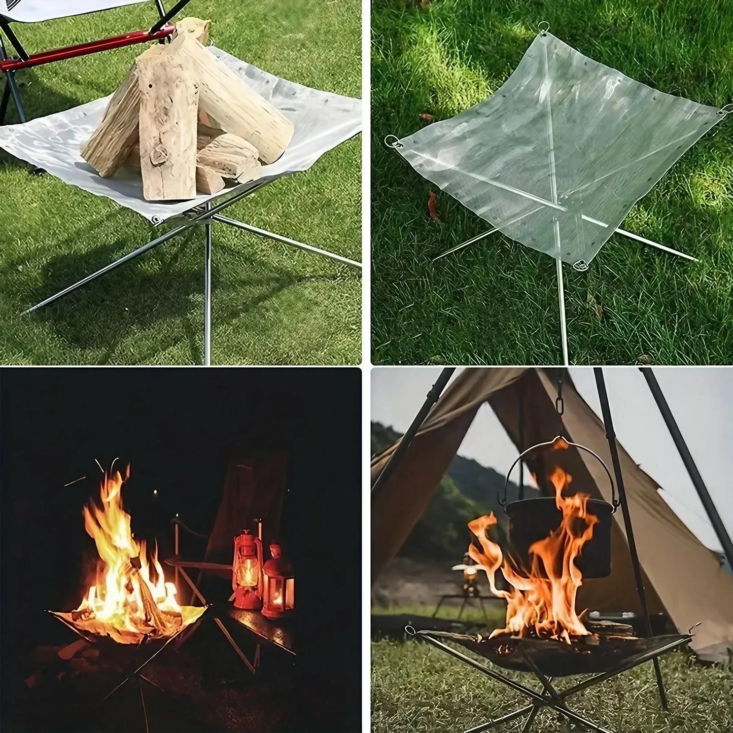 Folding Portable Steel Mesh Camping Fire Pit