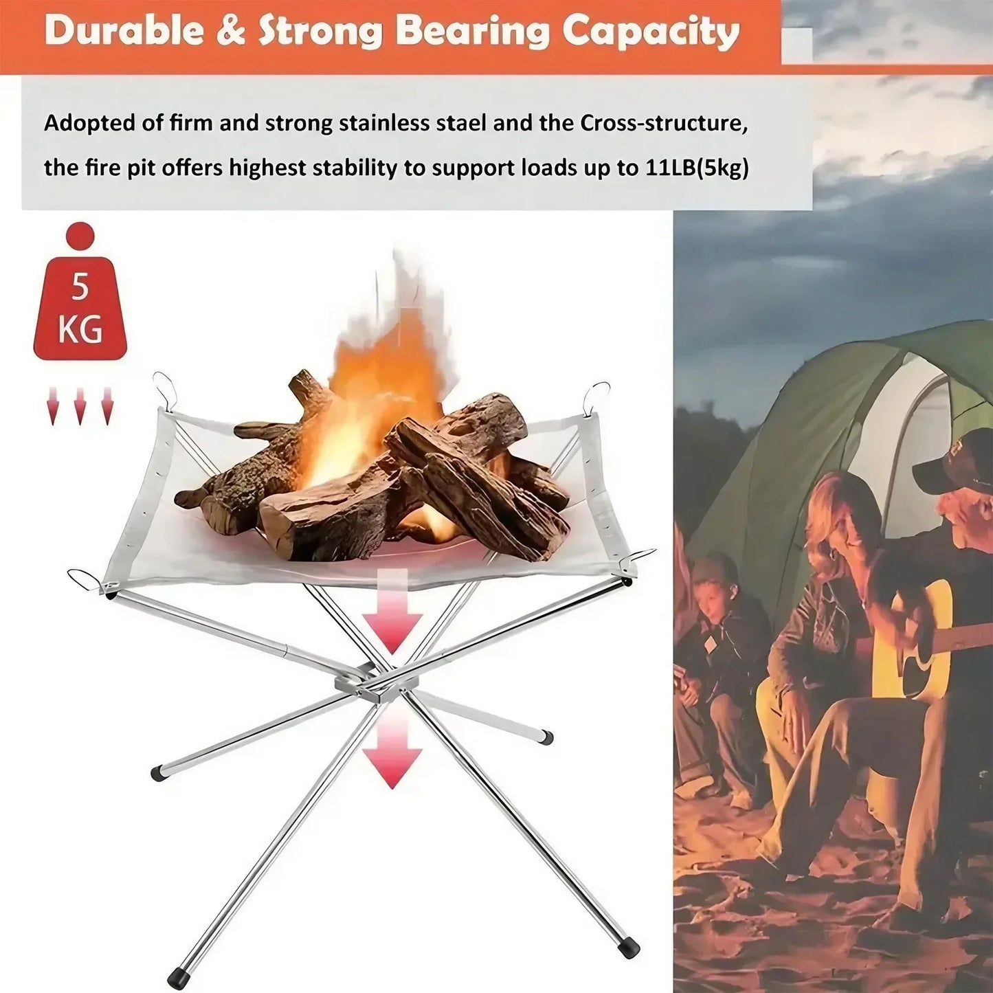 Folding Portable Steel Mesh Camping Fire Pit